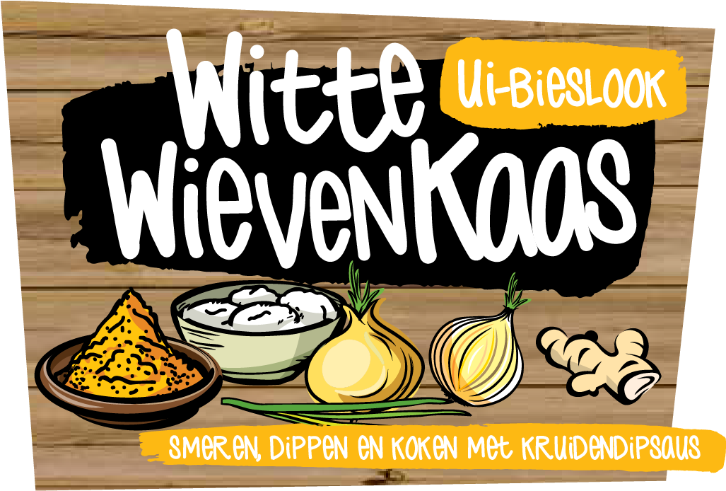 illustratie van ingrediënten, zoals ui, knoflook en kruiden, voor het maken van Witte Wievenkaas