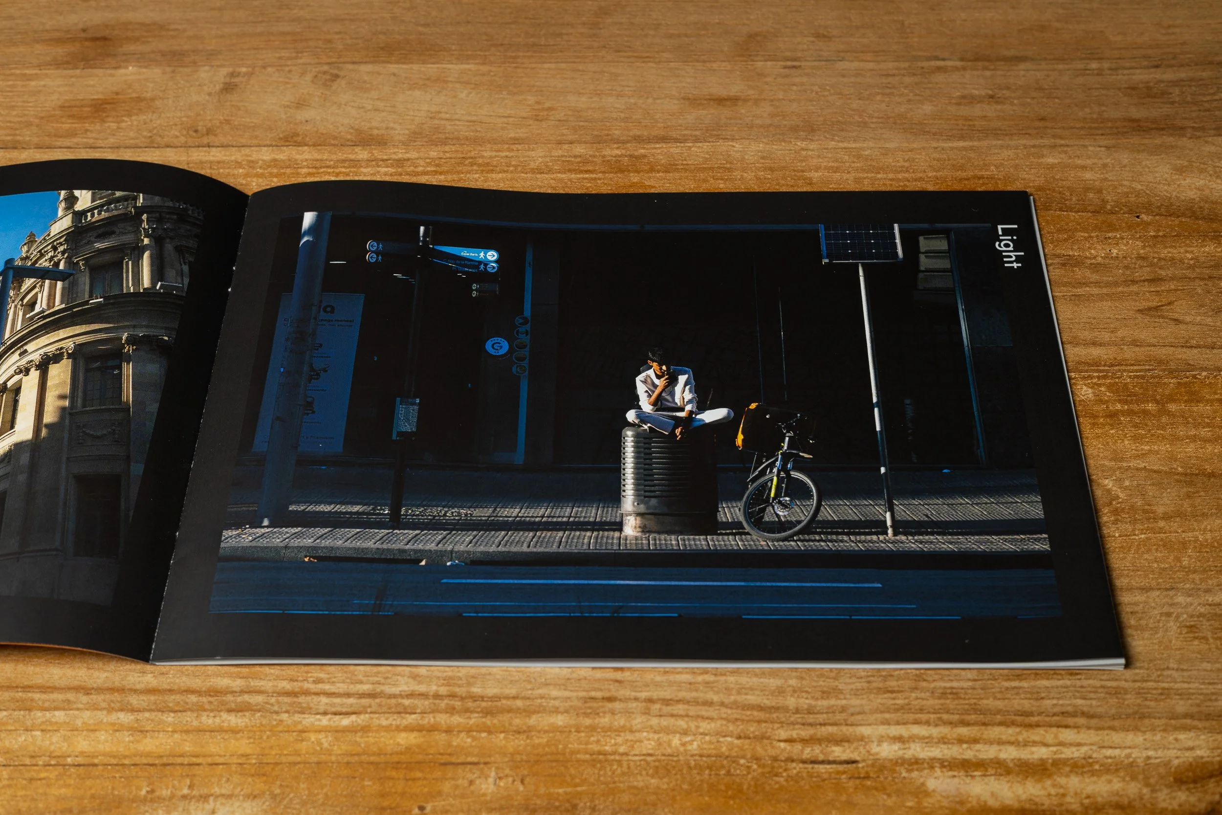 Open spread from the photo booklet “Solace”