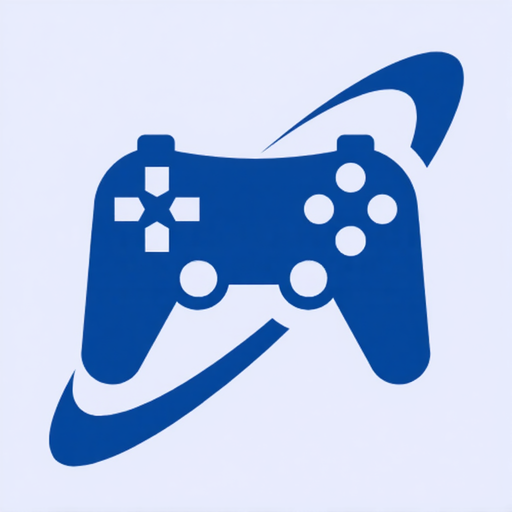 Grafik eines blauen Videospiel-Controllers mit einer planetenähnlichen Umlaufbahn um ihn.