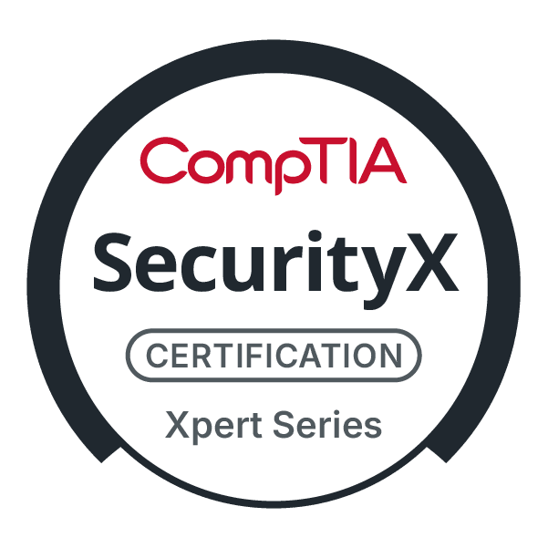 CompTIA SecurityX certification badge from the Xpert Series.