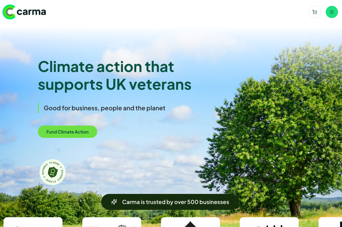 Carma.Earth marketing climate action that supports UK veterans.  