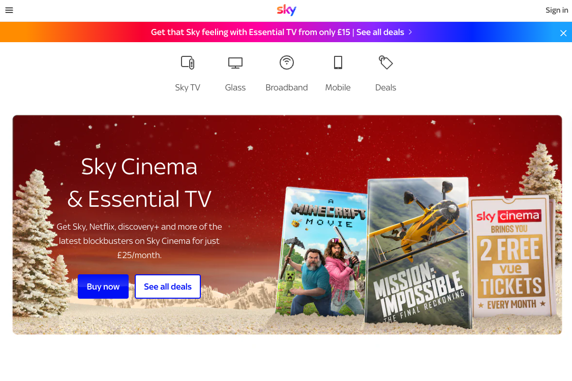 Sky.com marketing Sky Cinema 