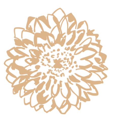 Illustration simplifiée d'une fleur stylisée beige sur fond noir.