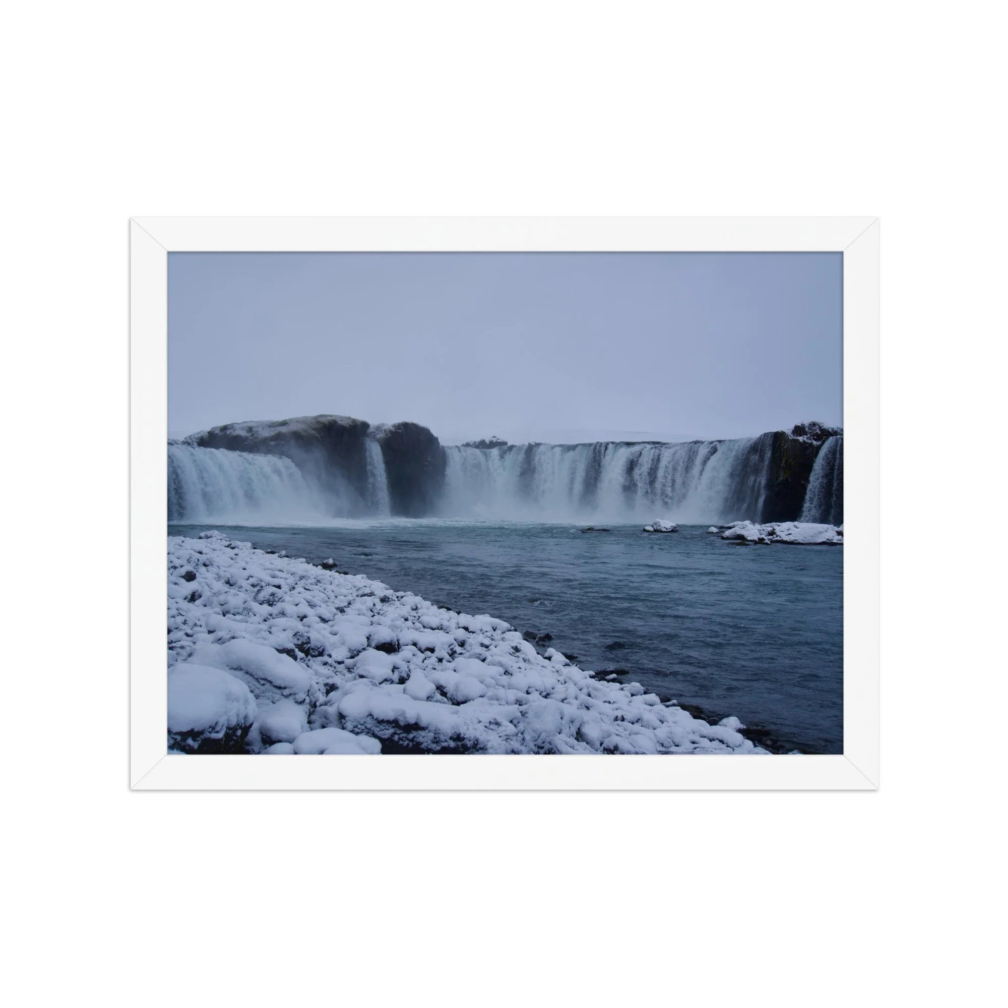 Godafoss Waterfall - Iceland Framed Matte Travel Poster