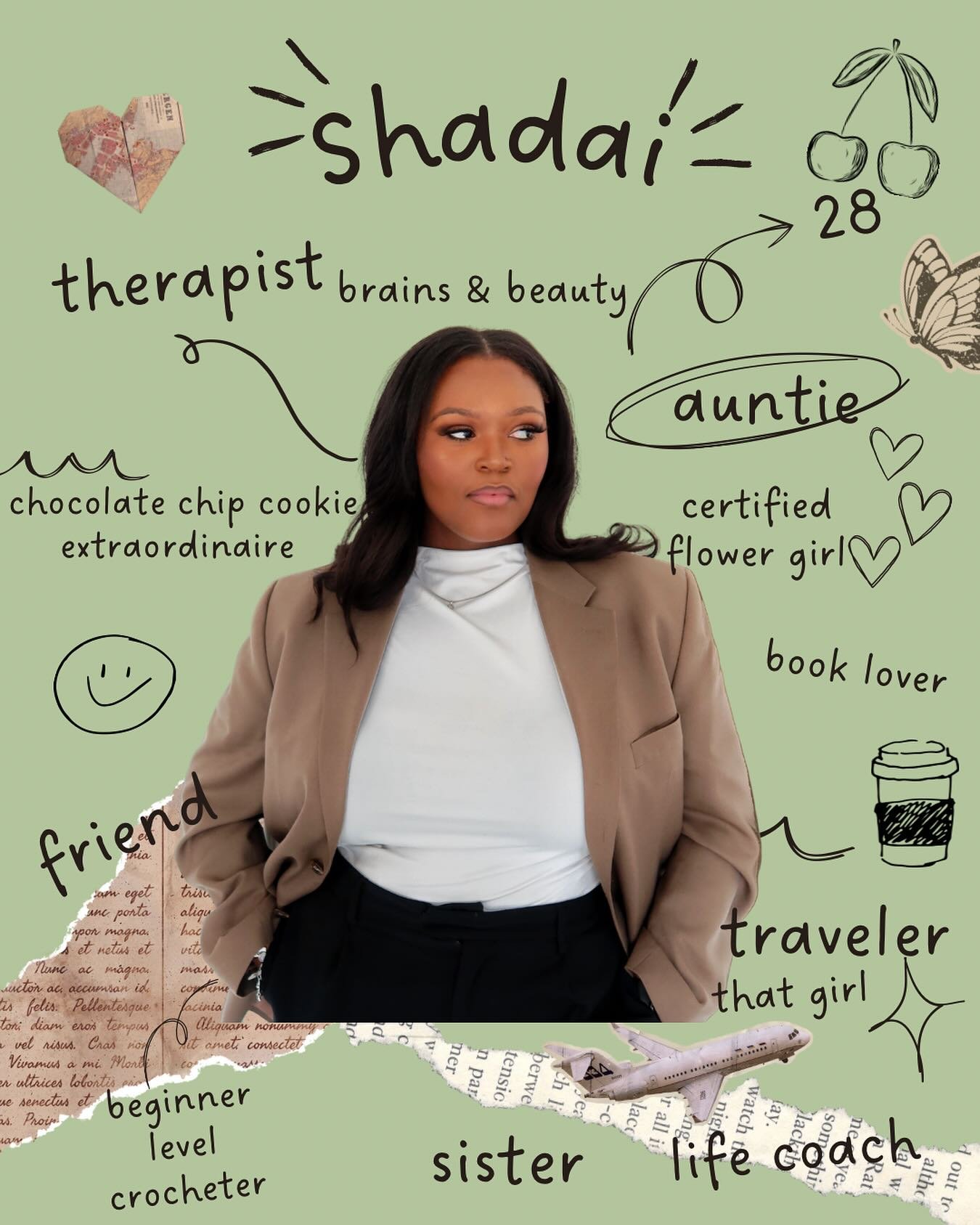 Yes, I&rsquo;m your therapist&hellip; but I&rsquo;m also ✨that girl✨

Book lover 📚
Auntie life 🤍
Traveler ✈️
Chocolate chip cookie enthusiast 🍪

And most importantly &mdash; someone who&rsquo;s passionate about helping you heal, grow, and feel lik