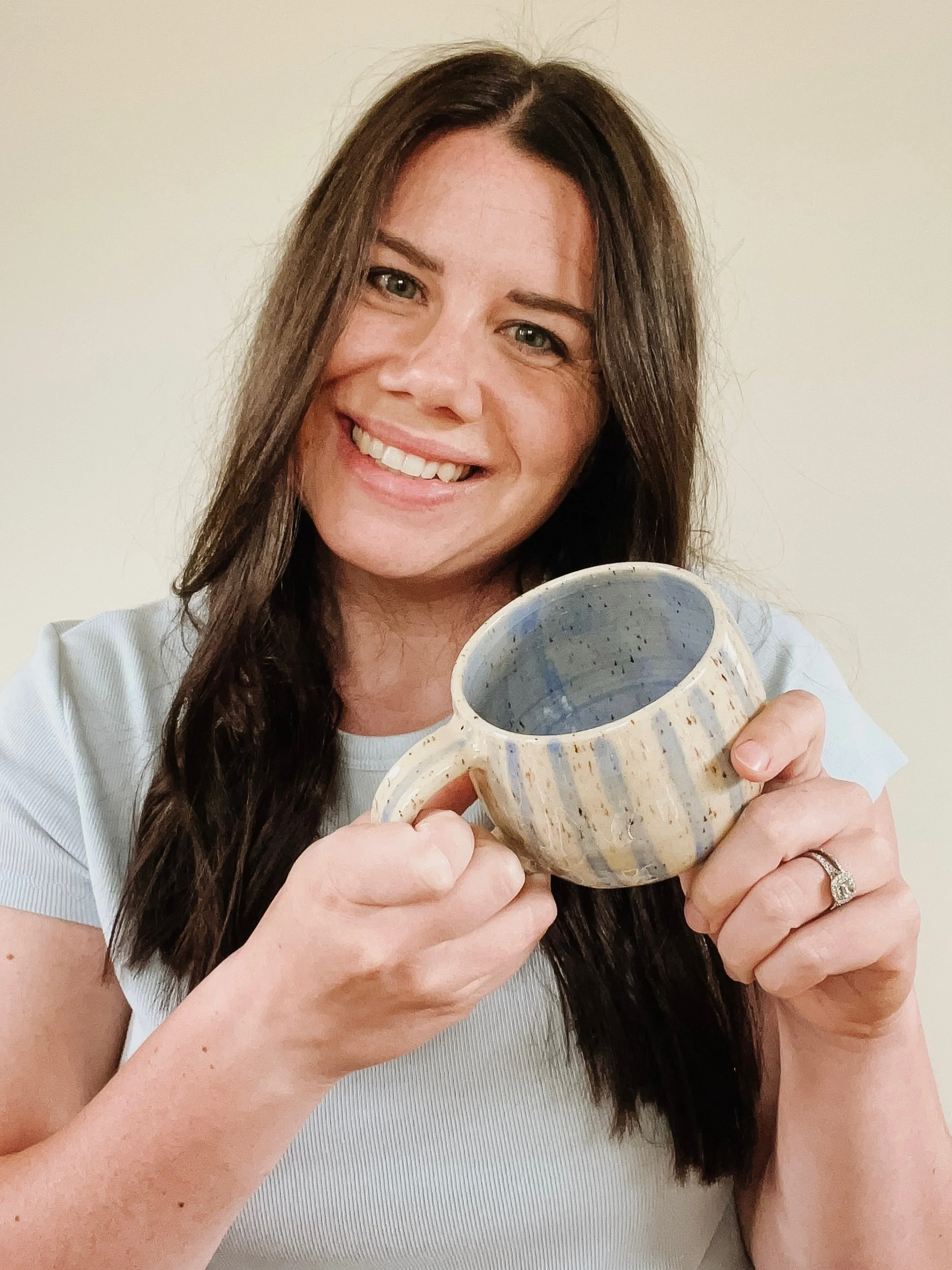 Blue has officially entered the chat! 🩵 

I recently strayed from my strict green, white, brown, and black colour palette in my wardrobe so it only felt right to experiment with my pottery as well! 

Grande Prairie Potter | Pottery | Canadian Potter