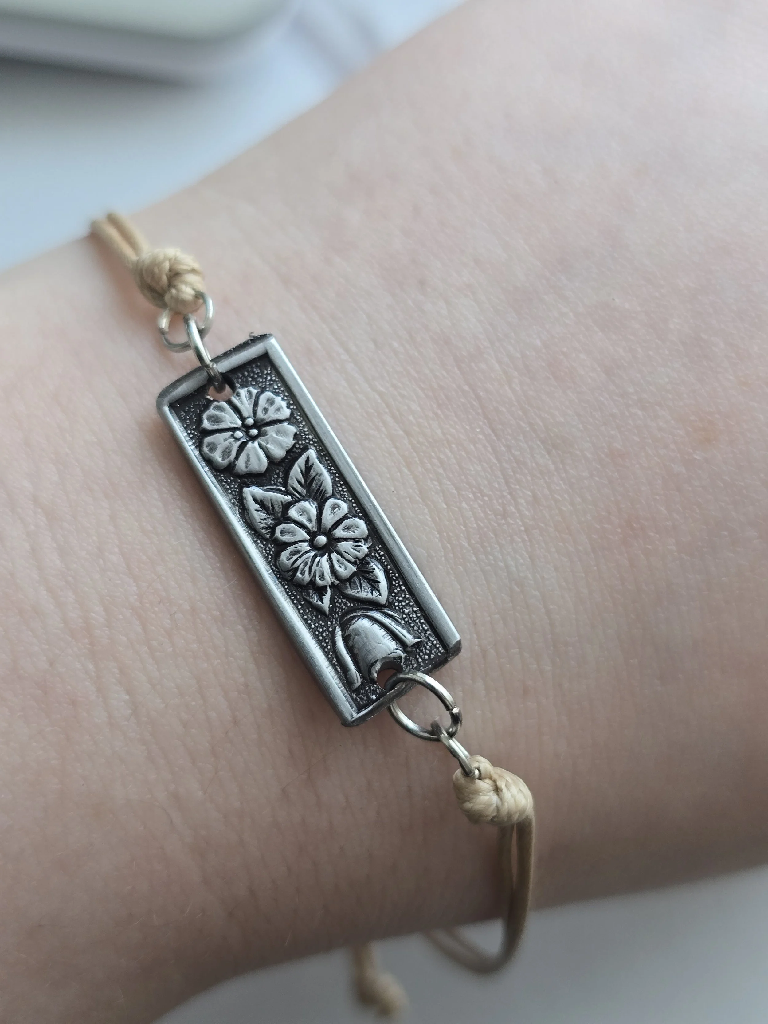 Floral silverware bracelet