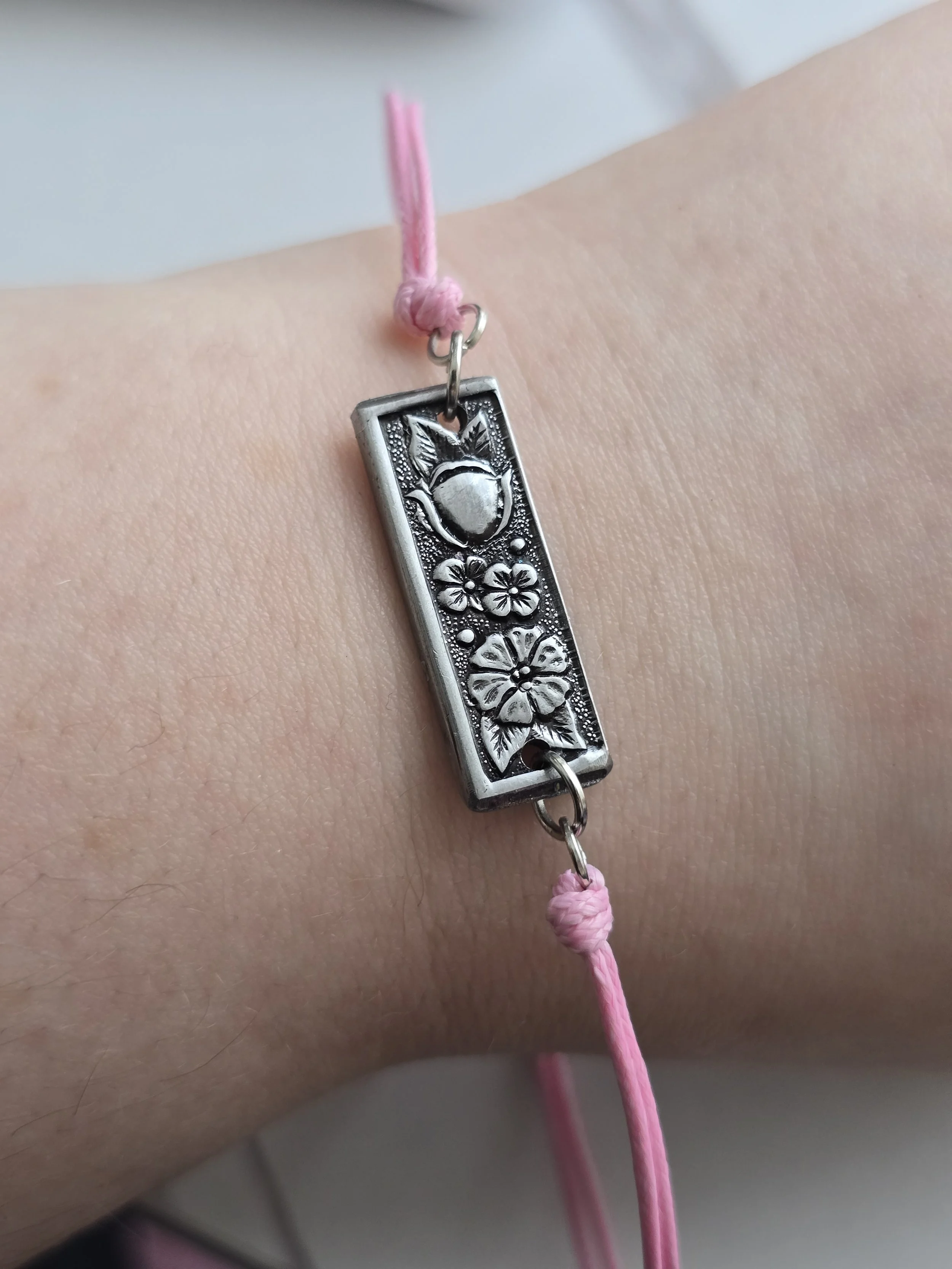 Floral silverware bracelet