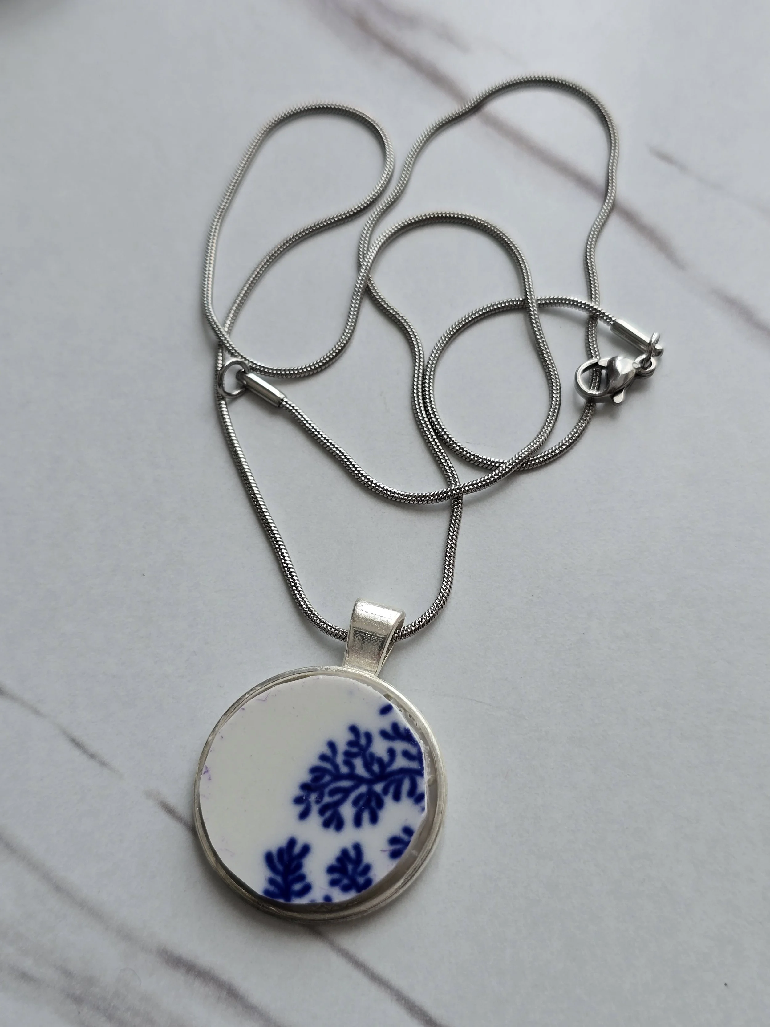 Cobalt Blue Broken Plate Necklace
