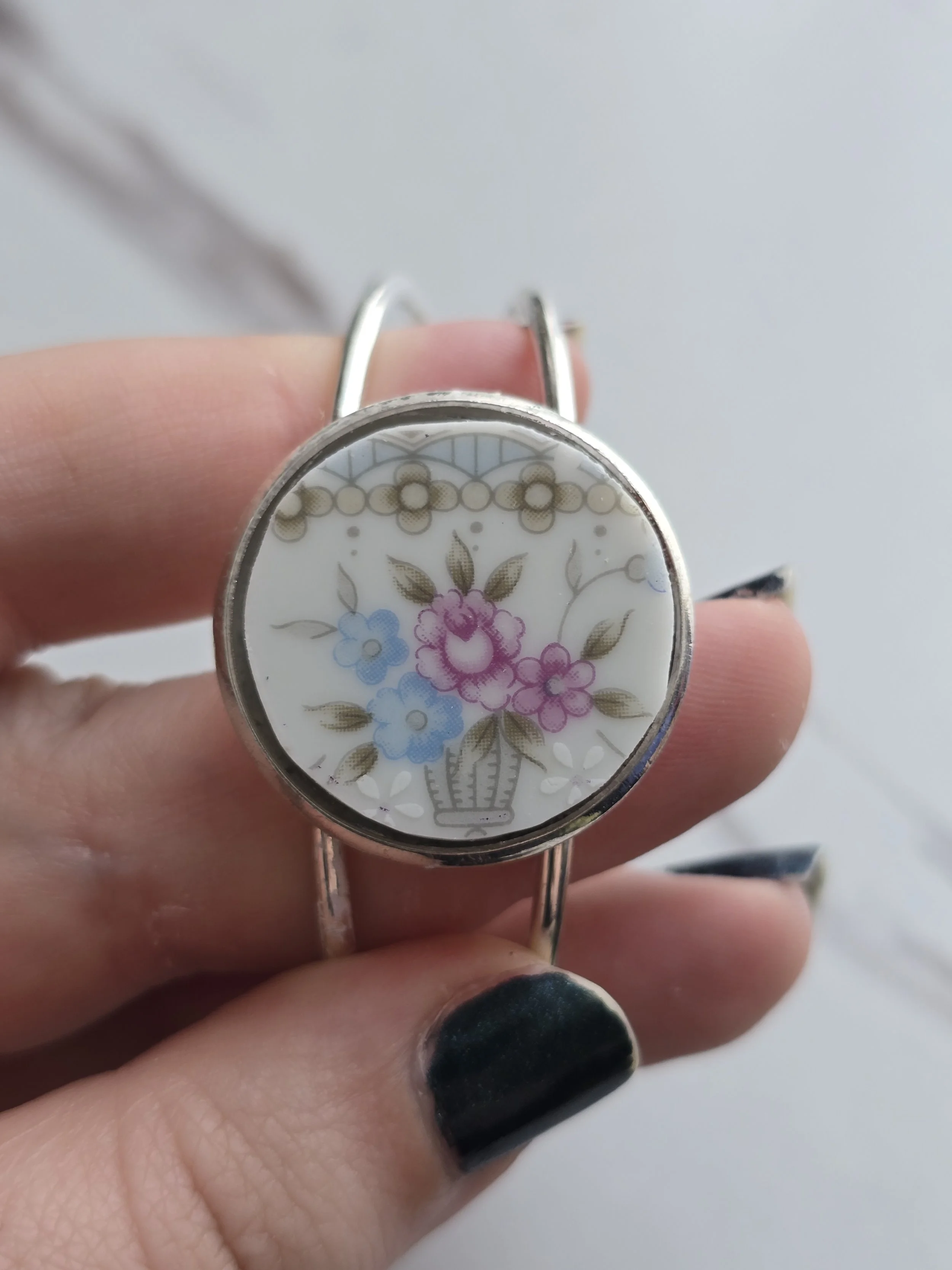 Broken Plate Adjustable Cuff Bracelet