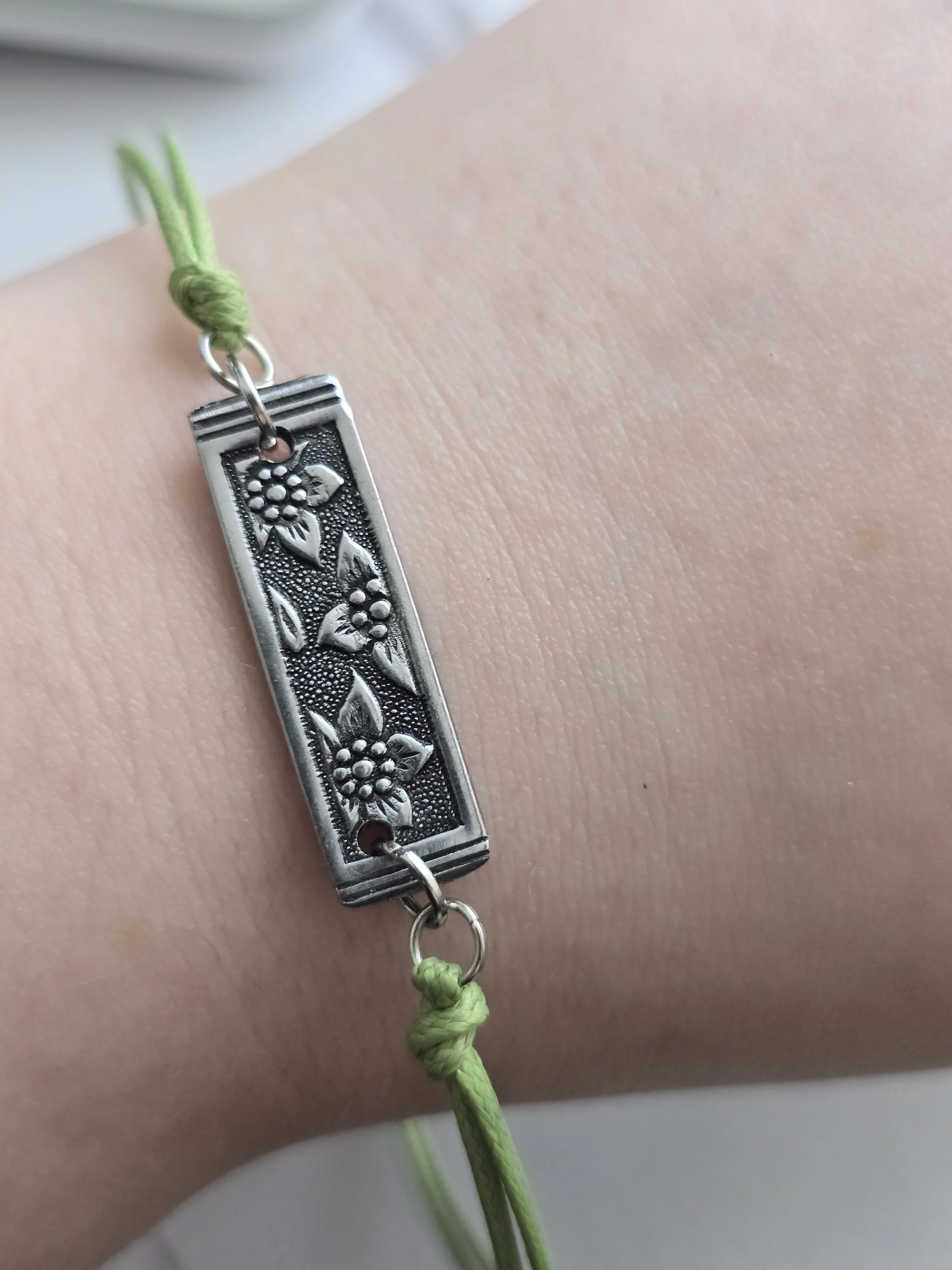 Floral silverware bracelet