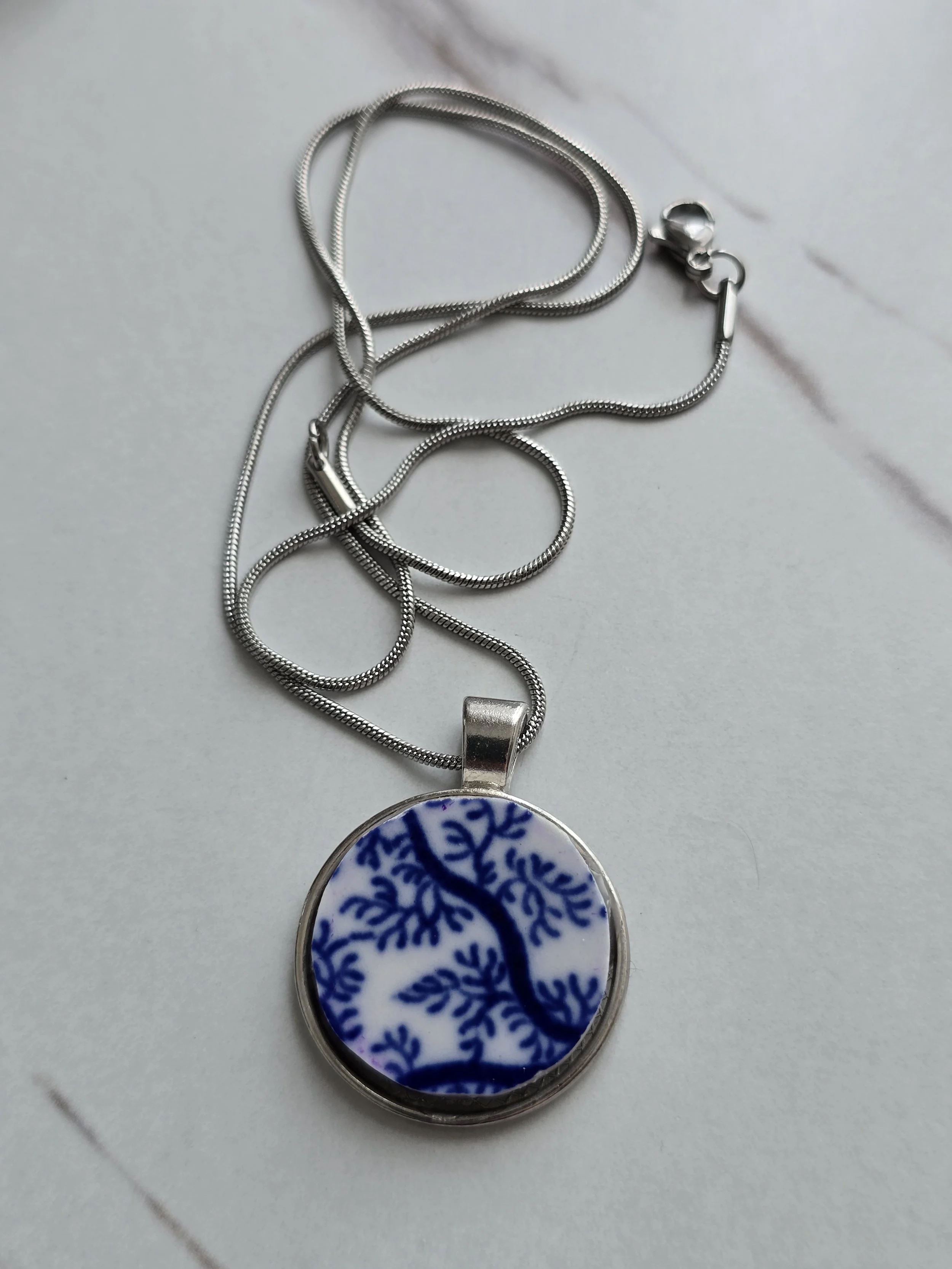 Cobalt Blue Broken Plate Necklace