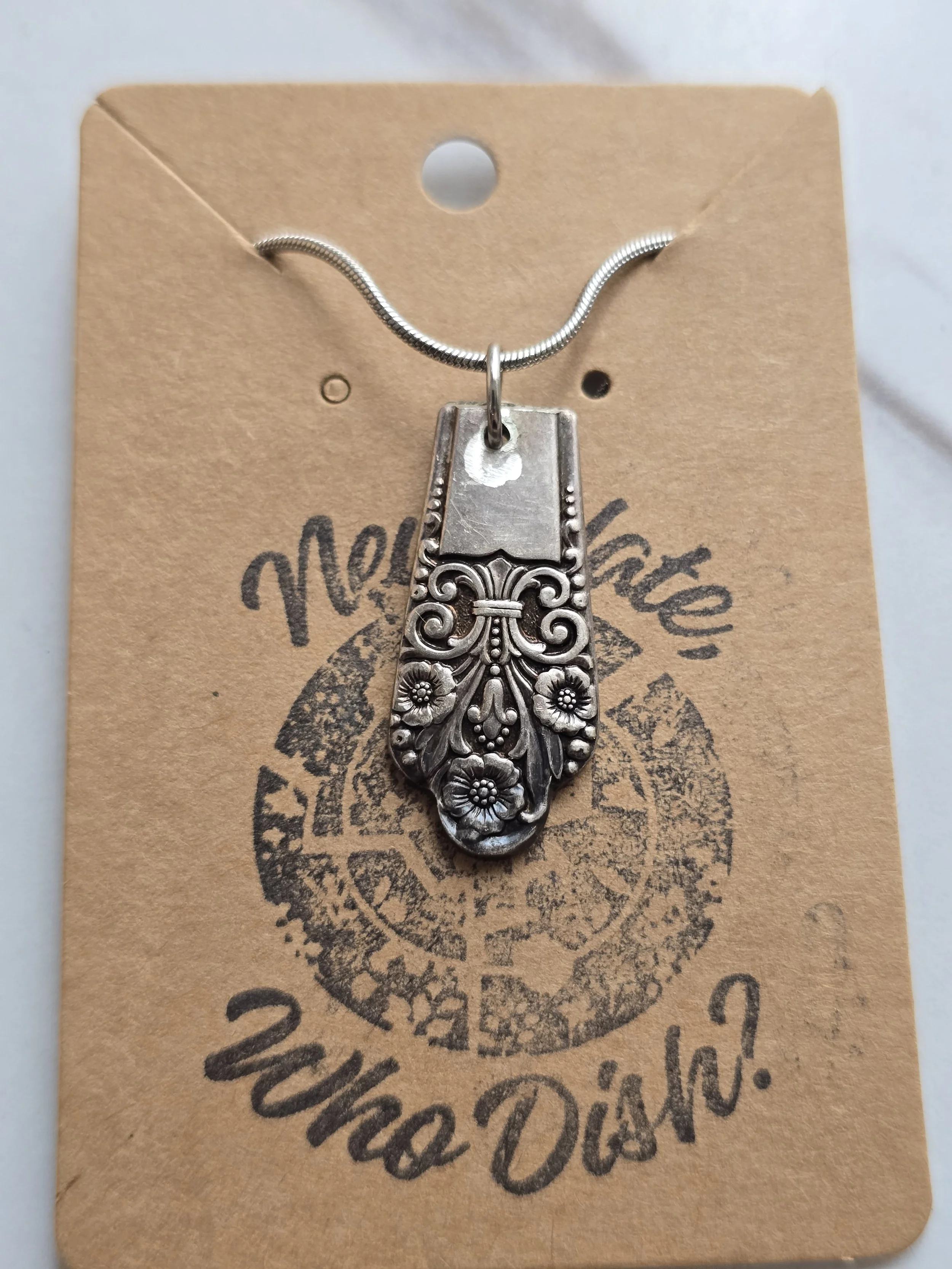 Floral Silverware Pendant Necklace