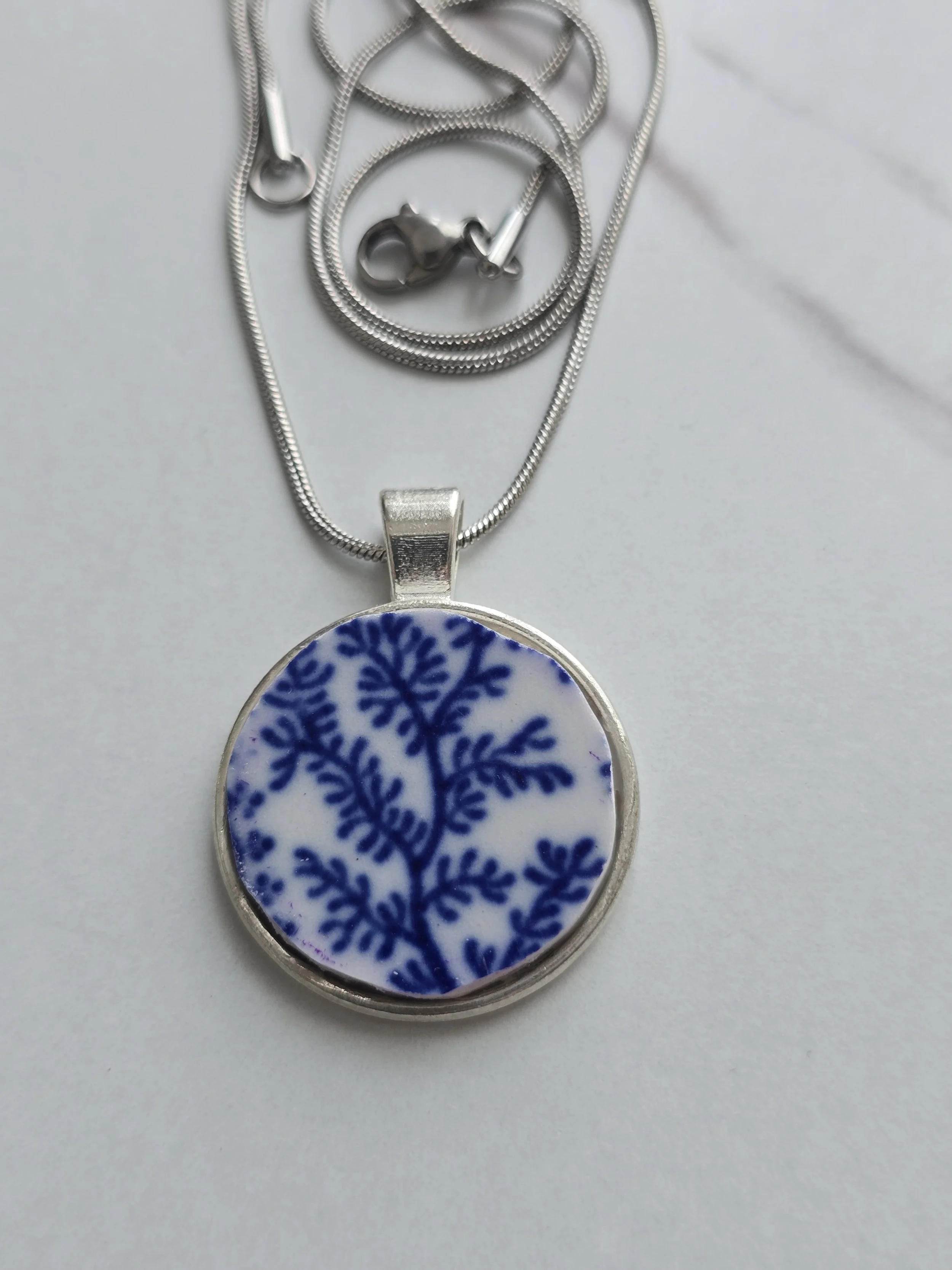 Cobalt Blue Broken Plate Necklace