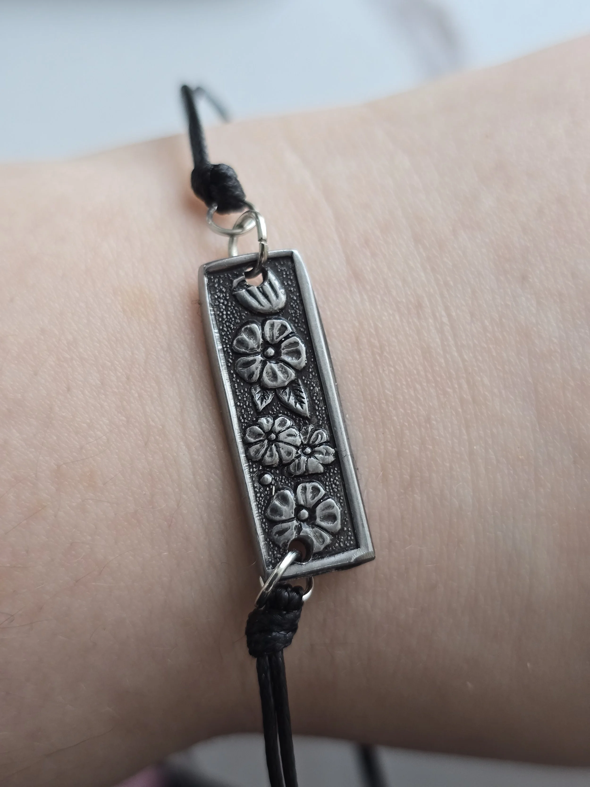 Floral silverware bracelet