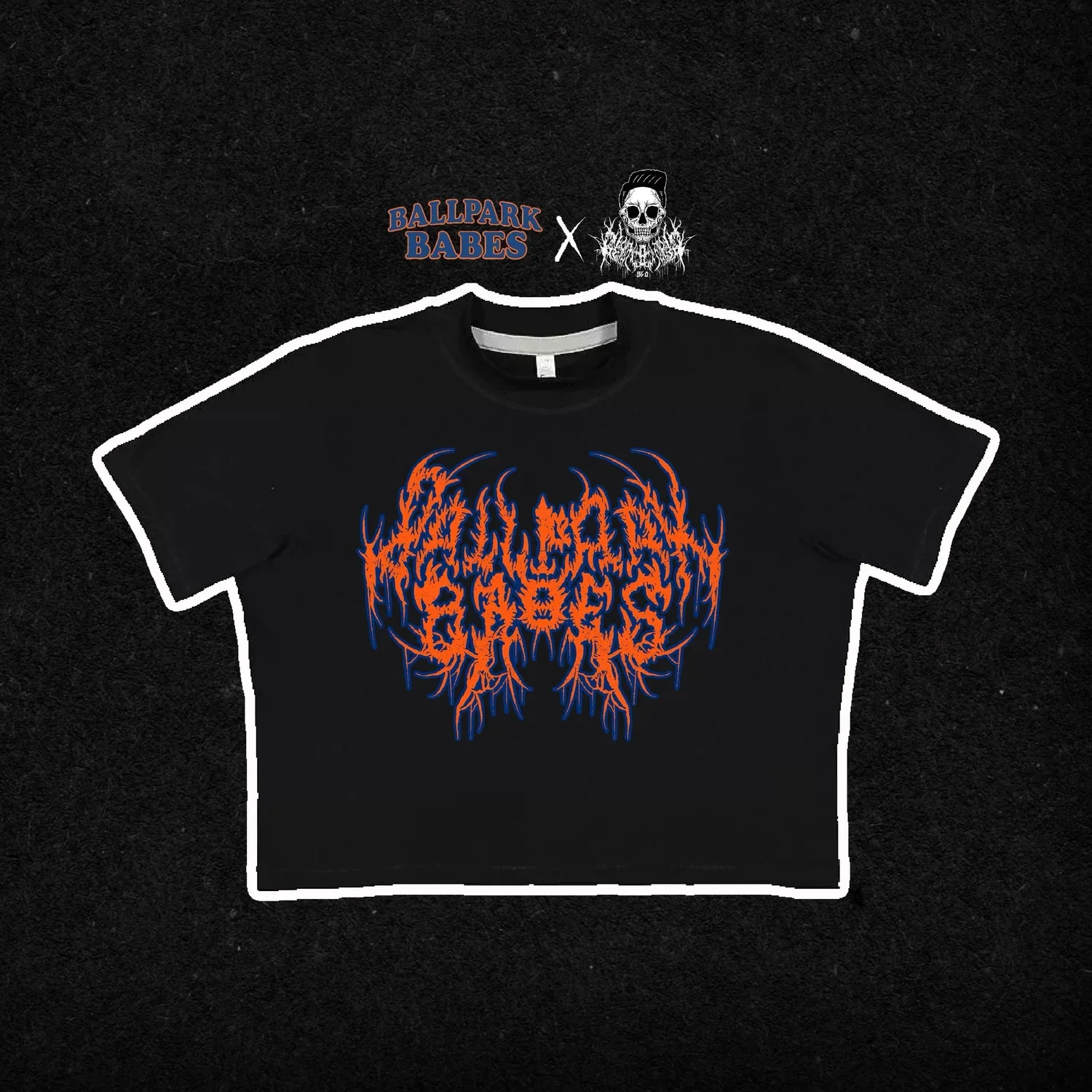 Limited Edition Ballpark Babes x Design by Field Black Crop Top
