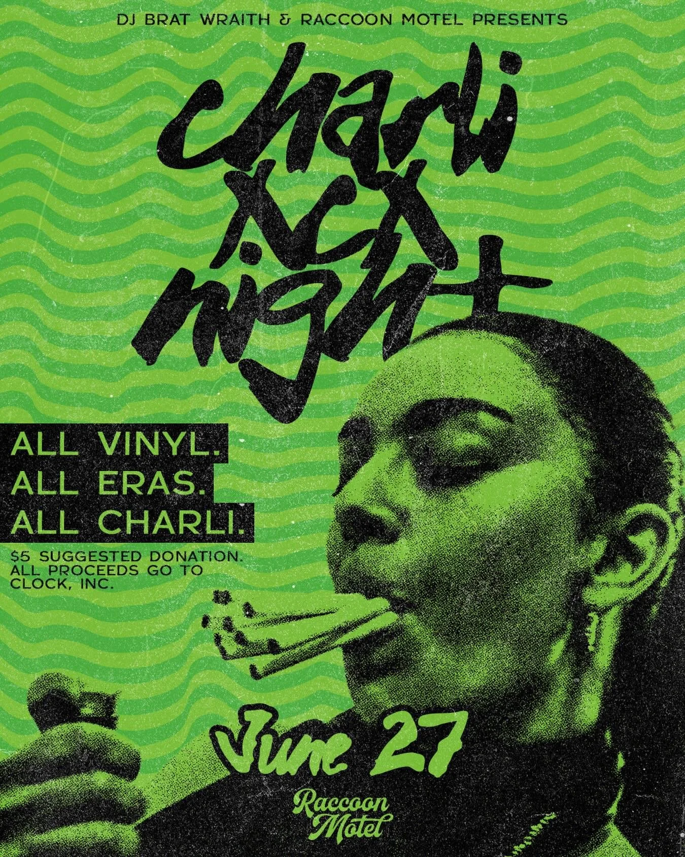 JUNE 27TH after the show, catch us bumpin&rsquo; that w/ DJ Brat Wraith (@brewerybitch) on the turntables for a night dedicated to the queen of hyperpop, Charli XCX. All vinyl, all eras of Charli. This one is for the Angels, the dolls, the Brat fans,