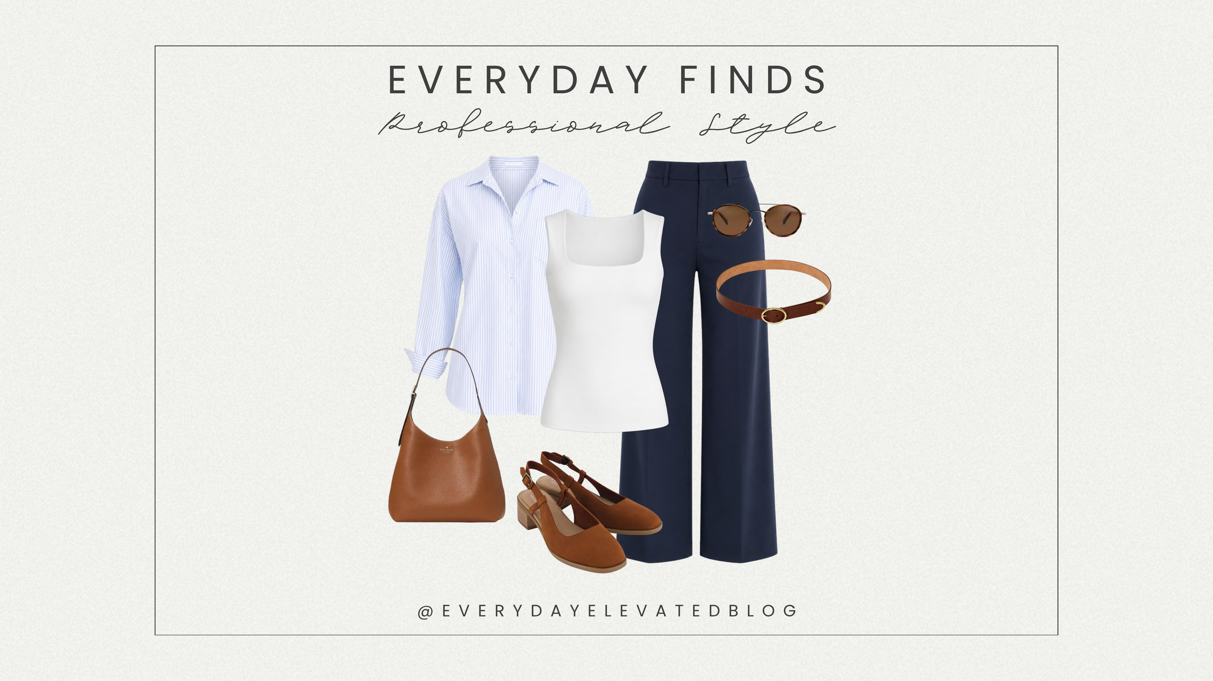 Classic Business Casual Outfit with Navy Wide-Leg Pants