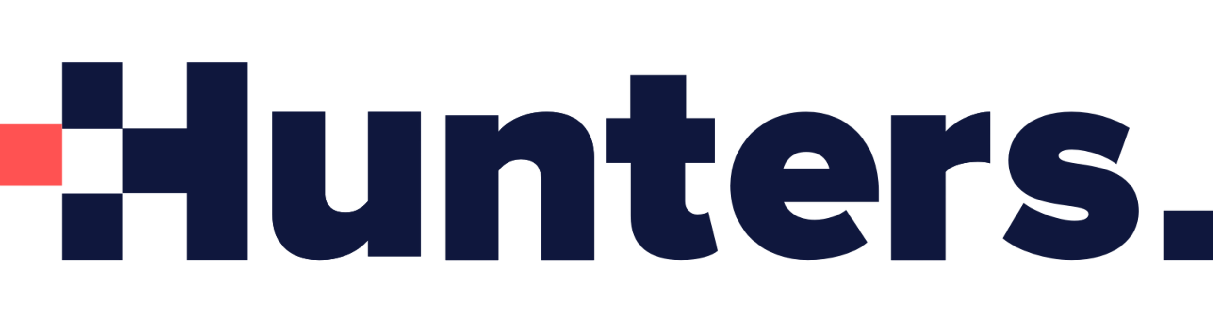 Hunters logo in dark blue with a small pink square on the left.