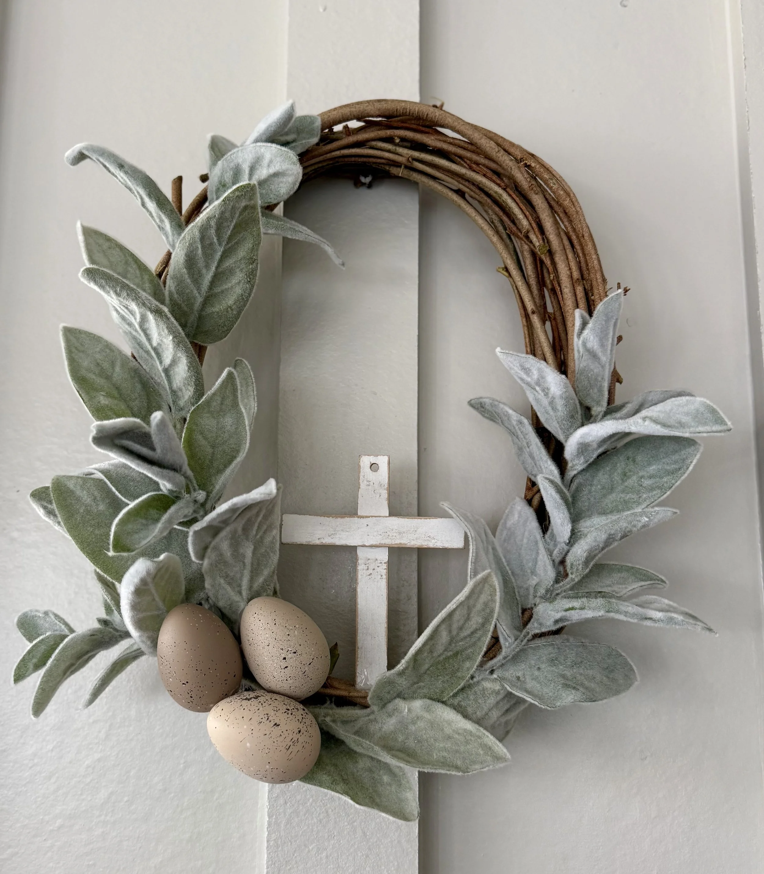 Oval shaped Rejoice Easter wreath