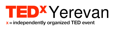 TEDx event logo with red and black text on a white background