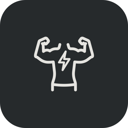 Line drawing of a muscular person flexing their arms.