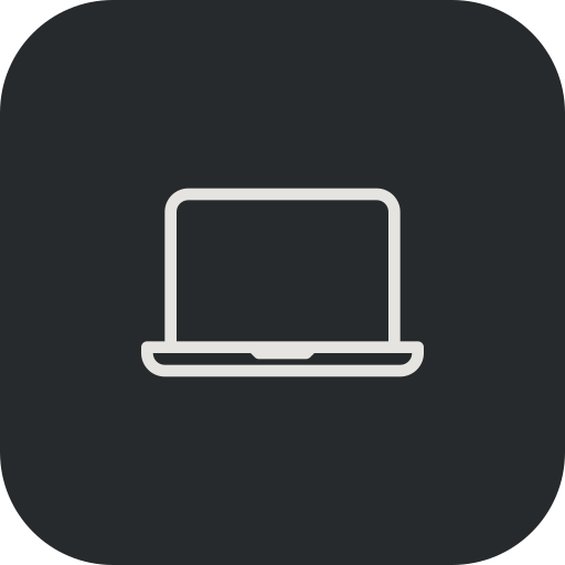 Laptop icon on a dark background.