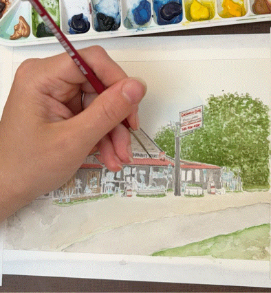 Buchanan's Store watercolor illustration gif