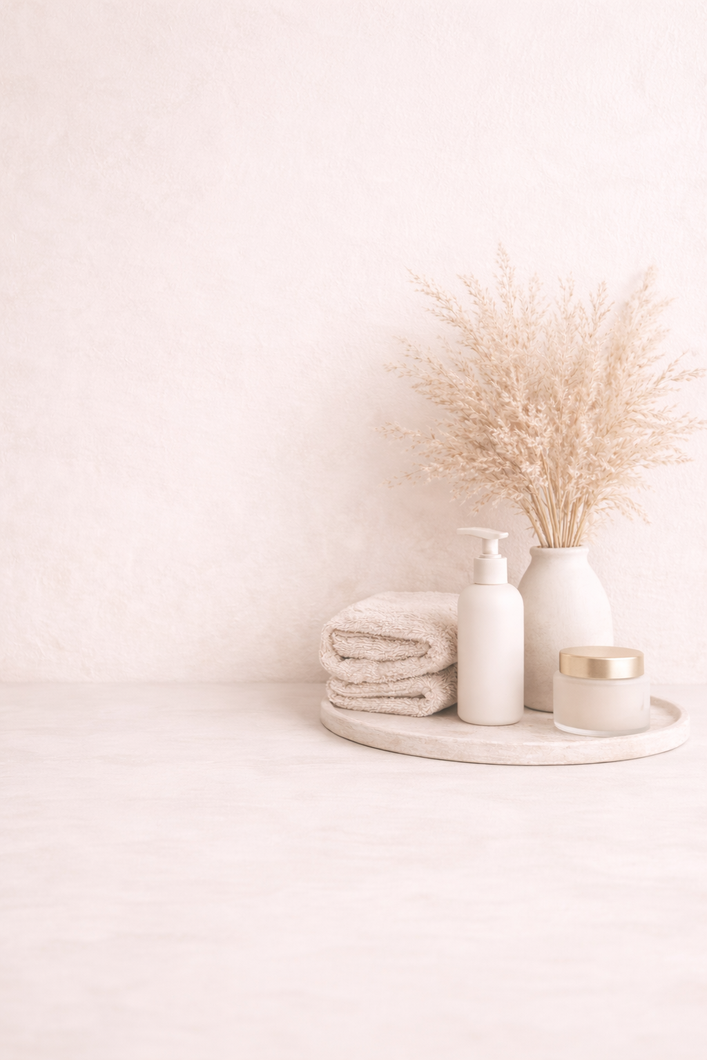 Luxury beauty lifestyle decor with book and vase for Bronze Beauty Studio