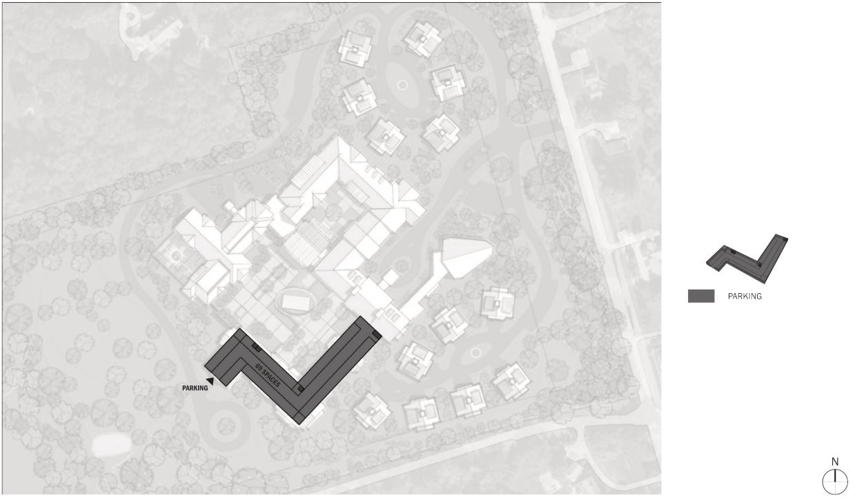 BUILDING LAYOUT, LEVEL P (PARKING), Source: P&Z Pre-application, Plans-05.02.2025, page 7