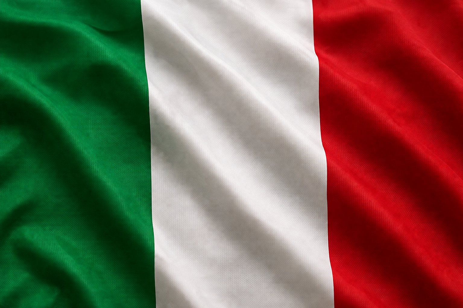 The flag of Italy with vertical green, white, and red stripes.