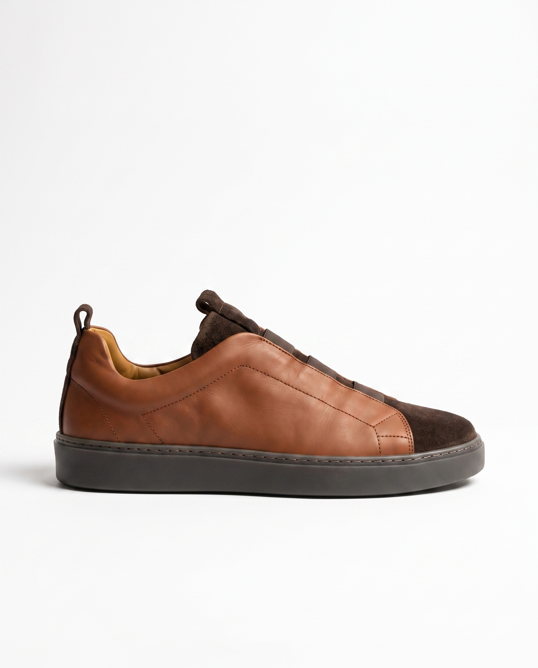Double leather brown sneaker