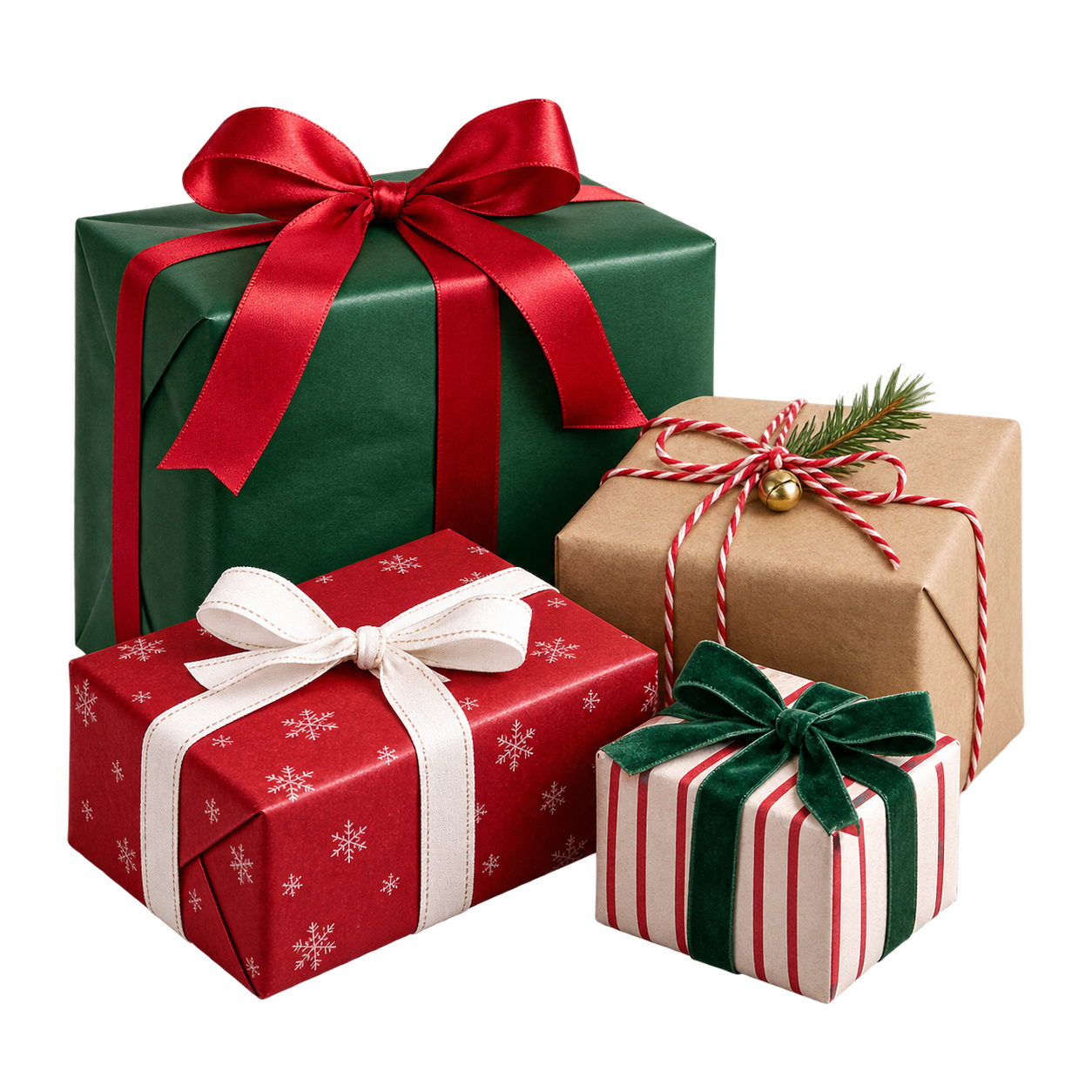 Color full gifts wrapped with bows