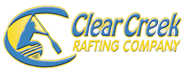 Clear Creek Rafting Company logo with a silhouette of a person whitewater rafting
