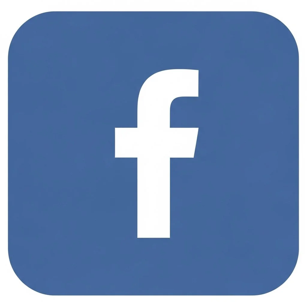 Facebook app icon with a white lowercase 'f' on a blue rounded square background.