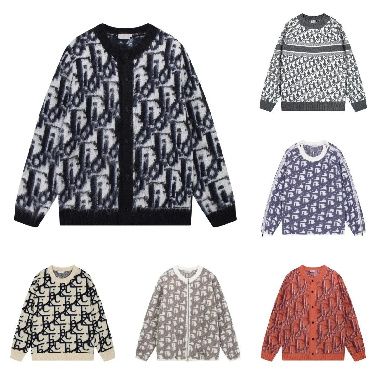 Dior Oblique jacquard sweaters, intarsia knit sweaters, and embroidered crewneck sweatshirts
