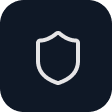 Shield icon with a white outline on a dark background