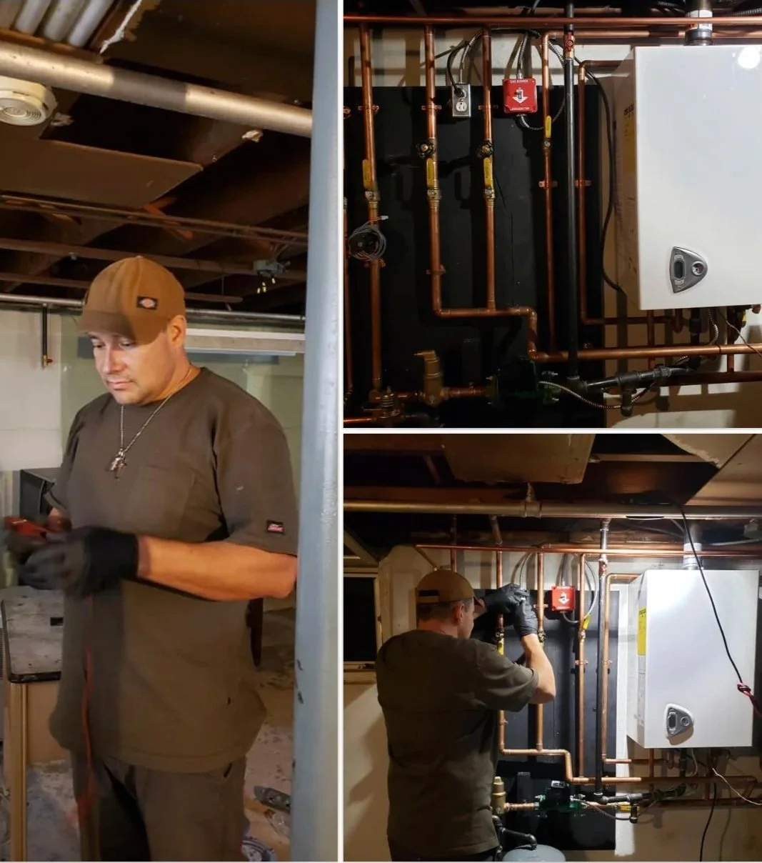 Licensed plumber installing tankless water heater and copper piping system in Mount Bethel PA Duran The Plumber LLC