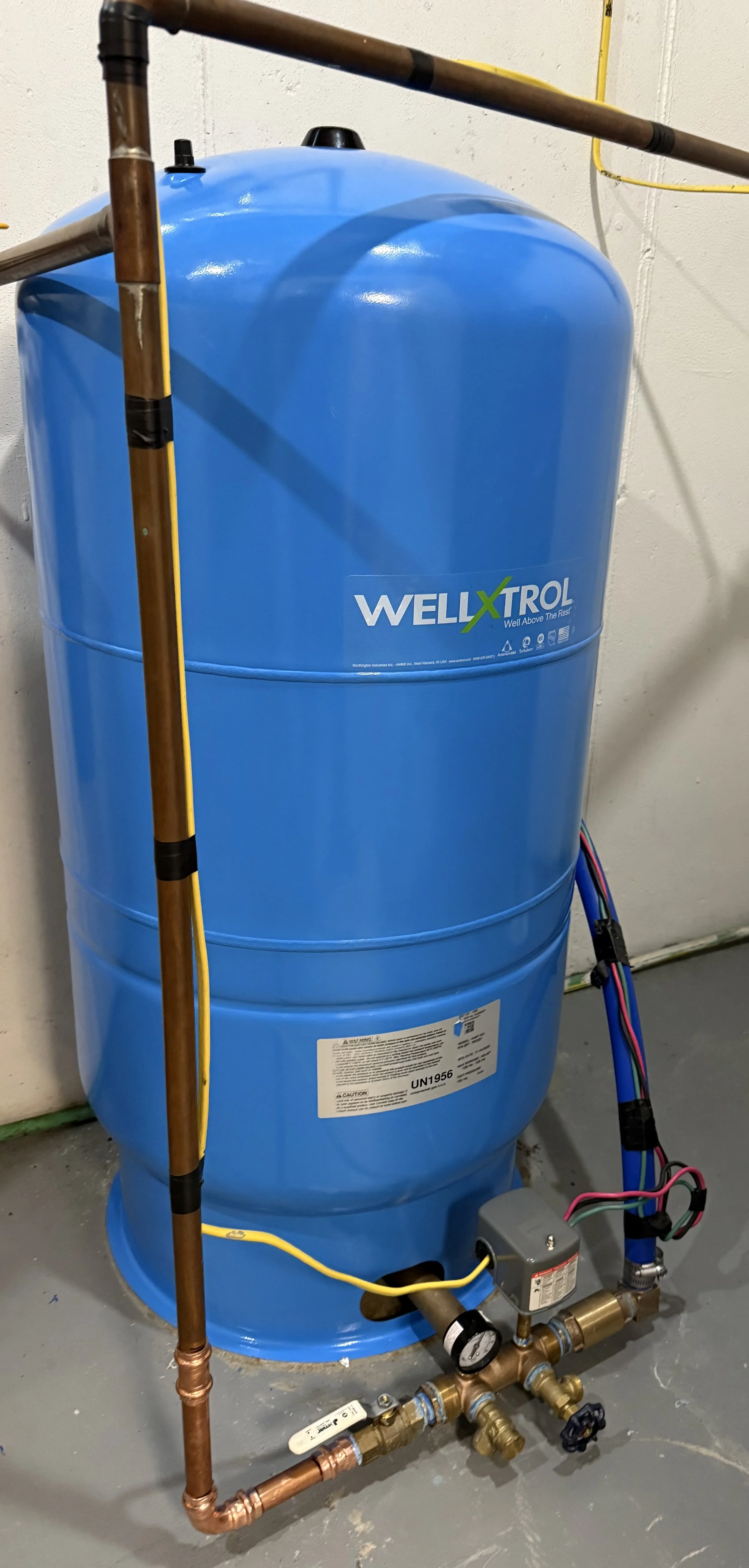 Well-X-Trol pressure tank installation with well pump water pressure system by licensed plumber in Mount Bethel PA Duran The Plumber LLC