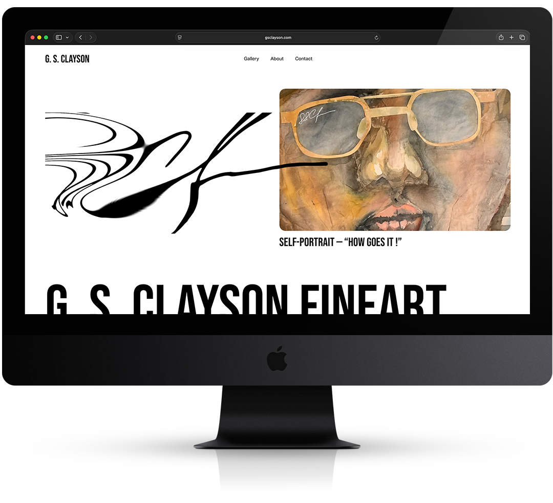 iMac displaying G S Clayson website.