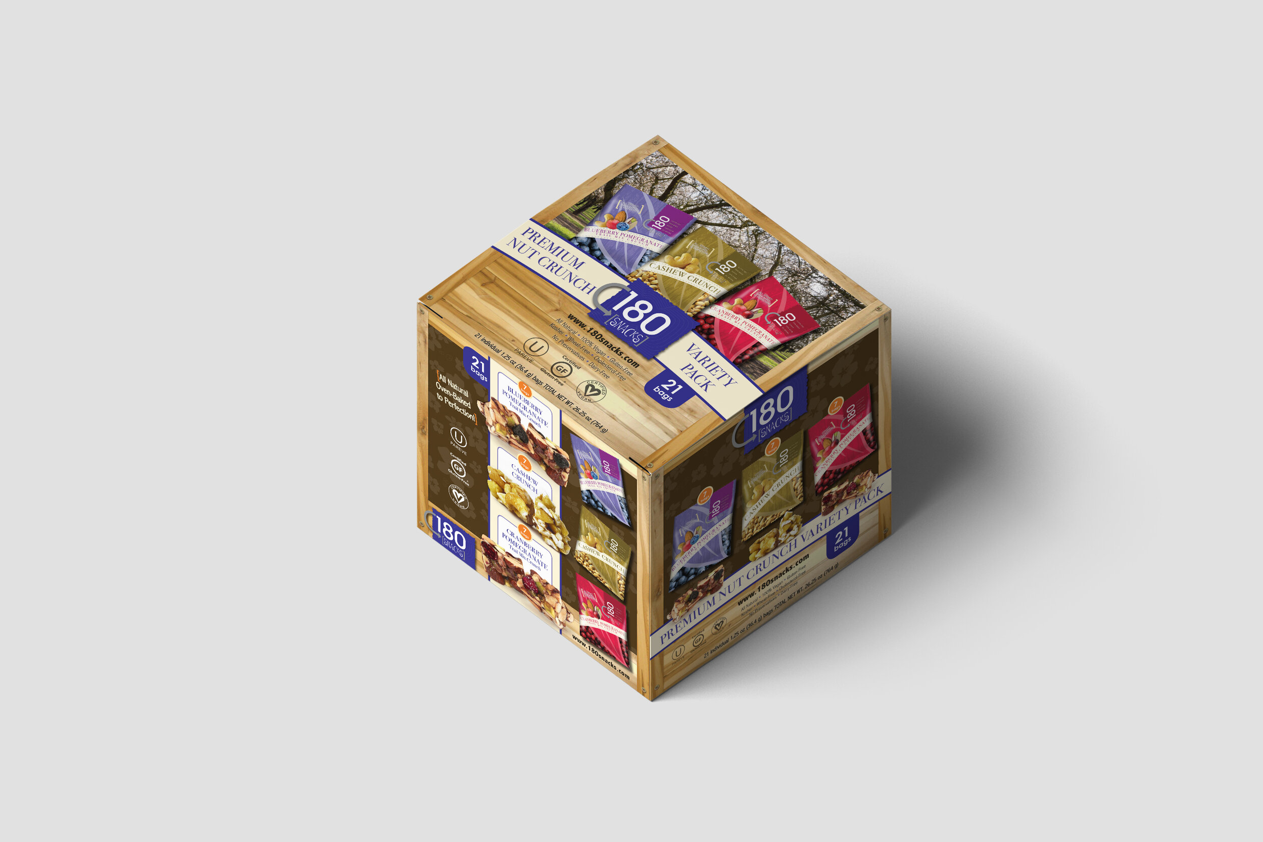 180 Snacks Inc - Sampler Box mailer - package design