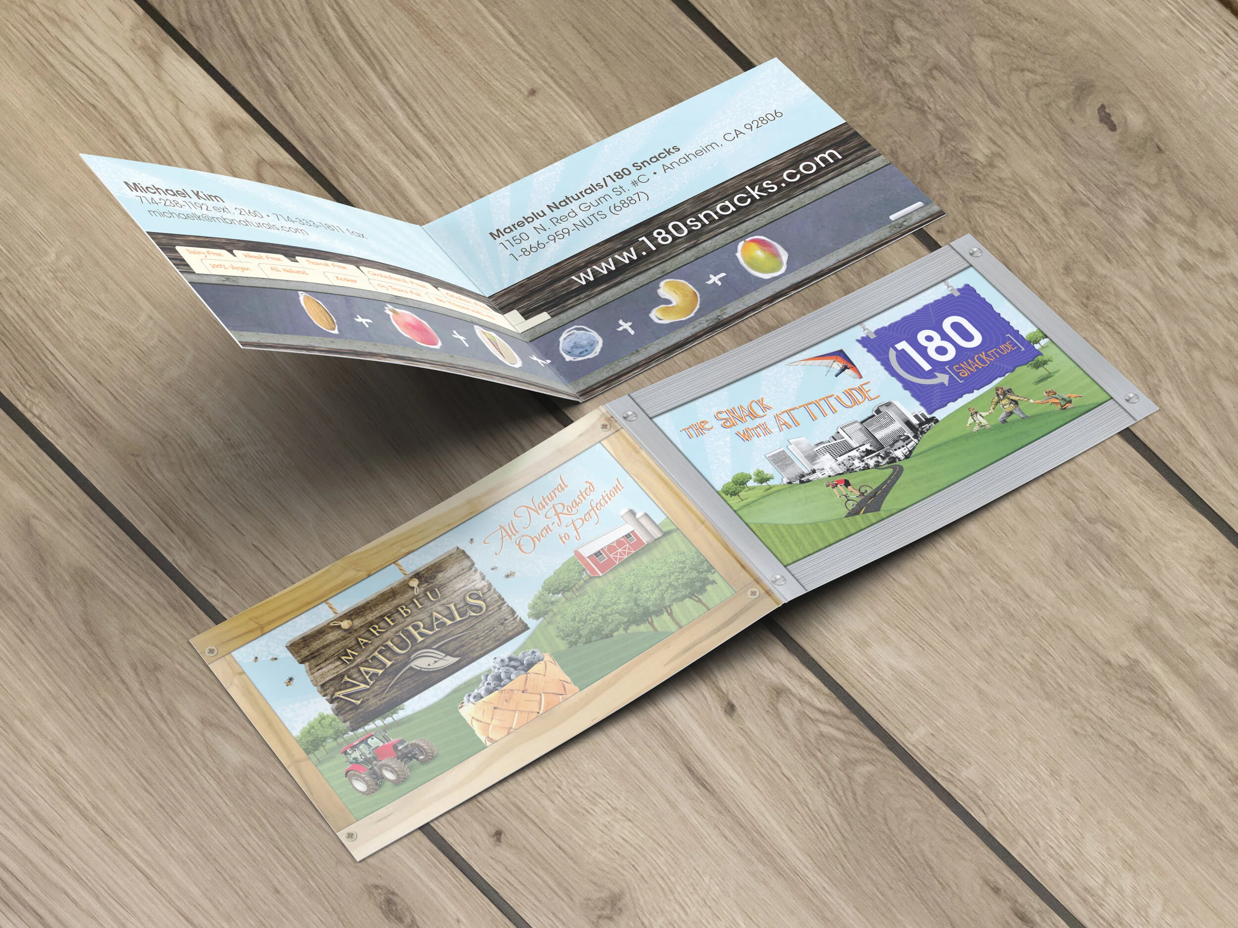 180 Snacks Inc - Folded Business Card design