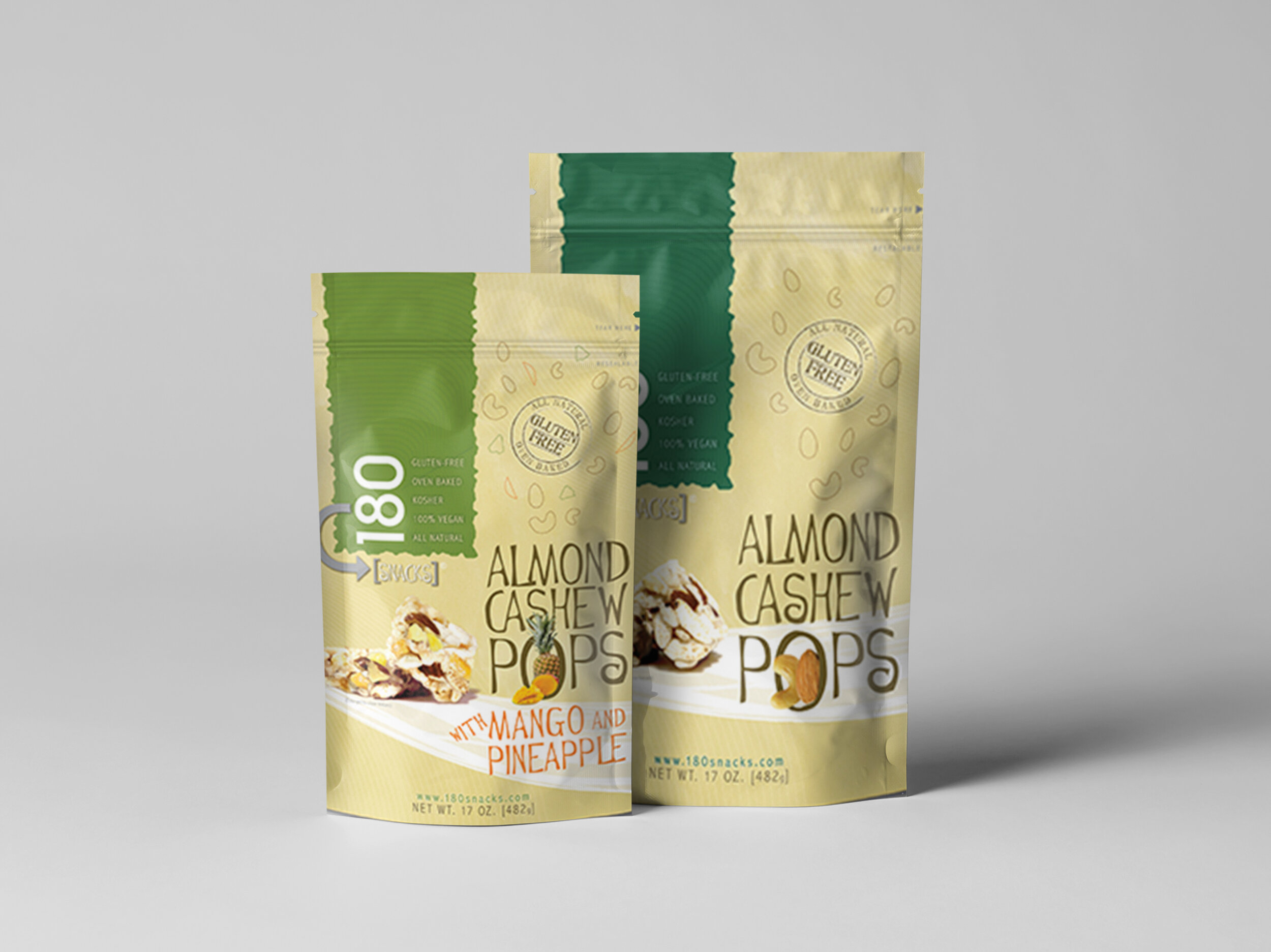 180 Snacks Inc - Almond Cashew Pops -  package design