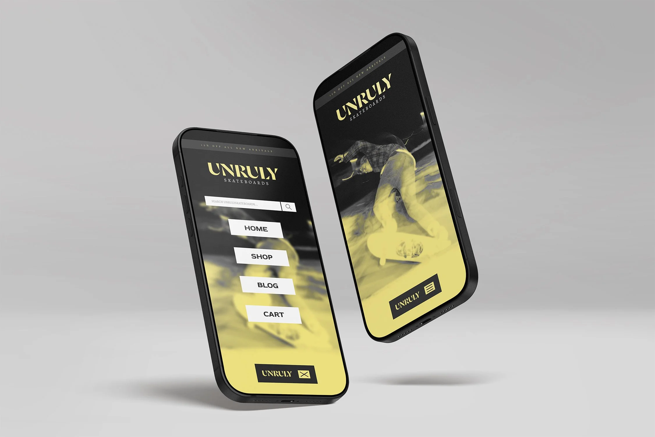 Unruly Skateboards UI Mockup 1