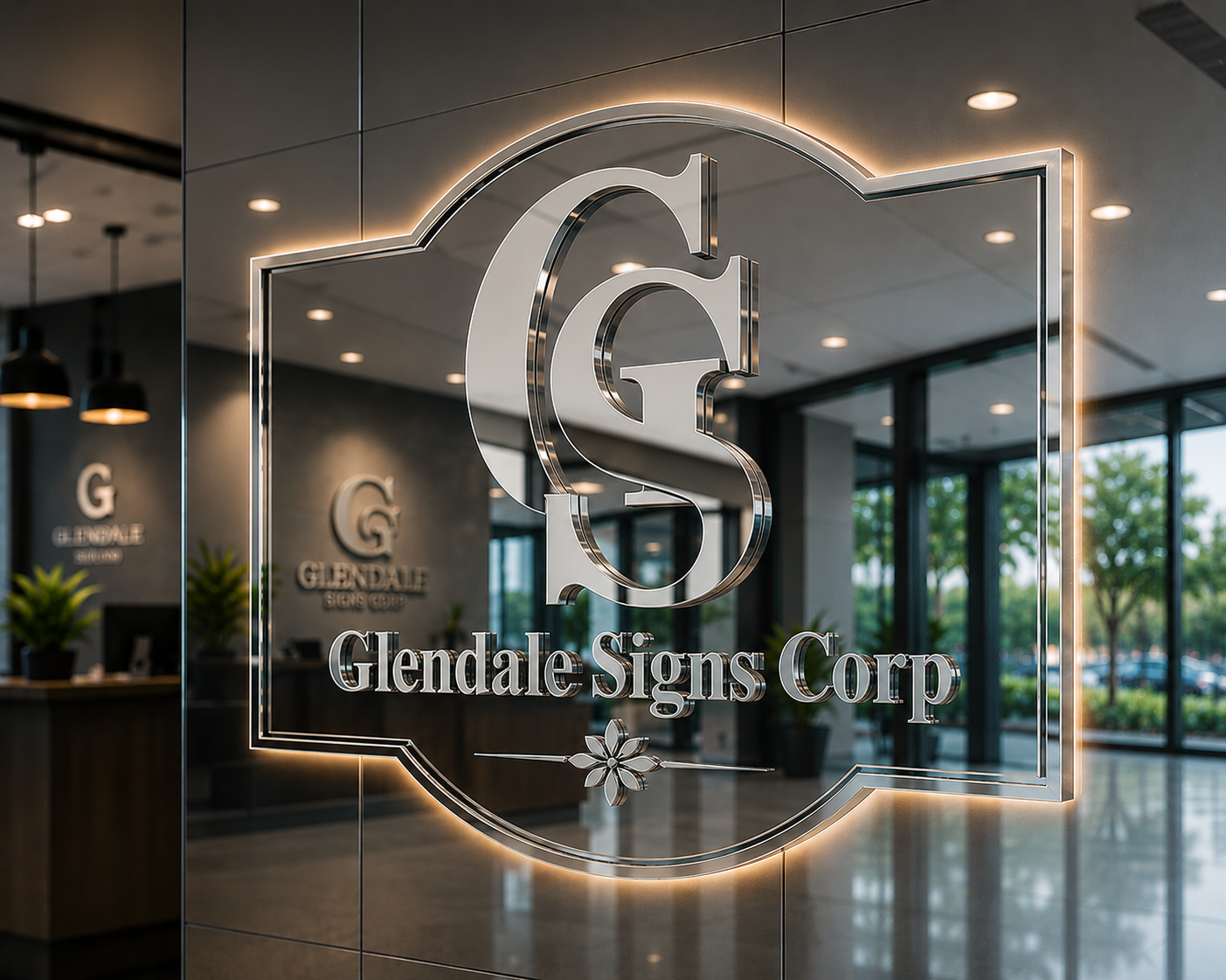 Luxury Mirror Acrylic Lobby Sign
