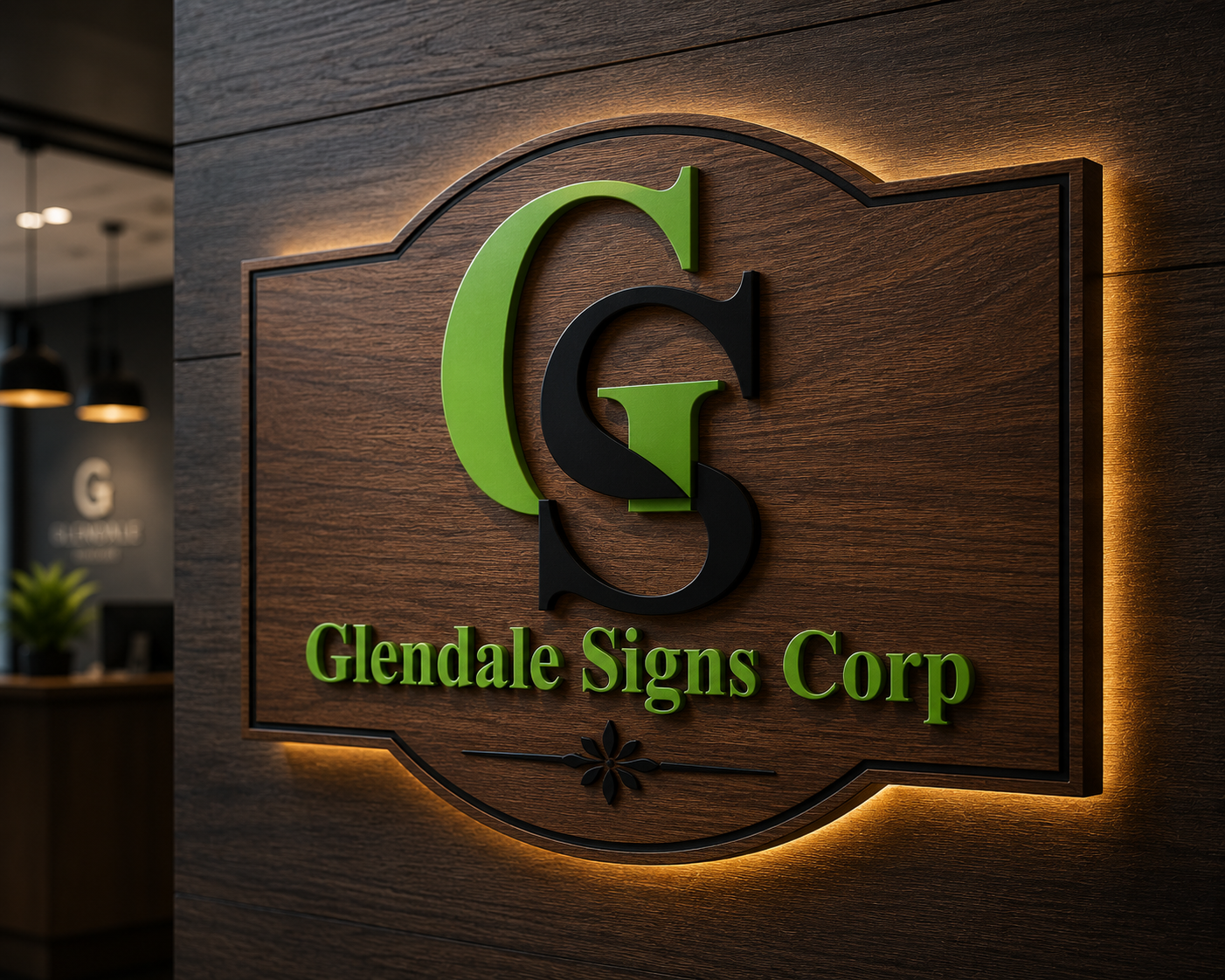 Wood + LED Halo Sign