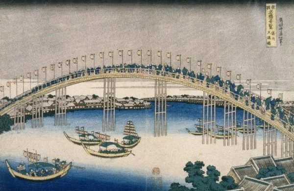 Estampe de Hiroshige représentant un pont en bois, symbole du passage du conflit vers une solution choisie.