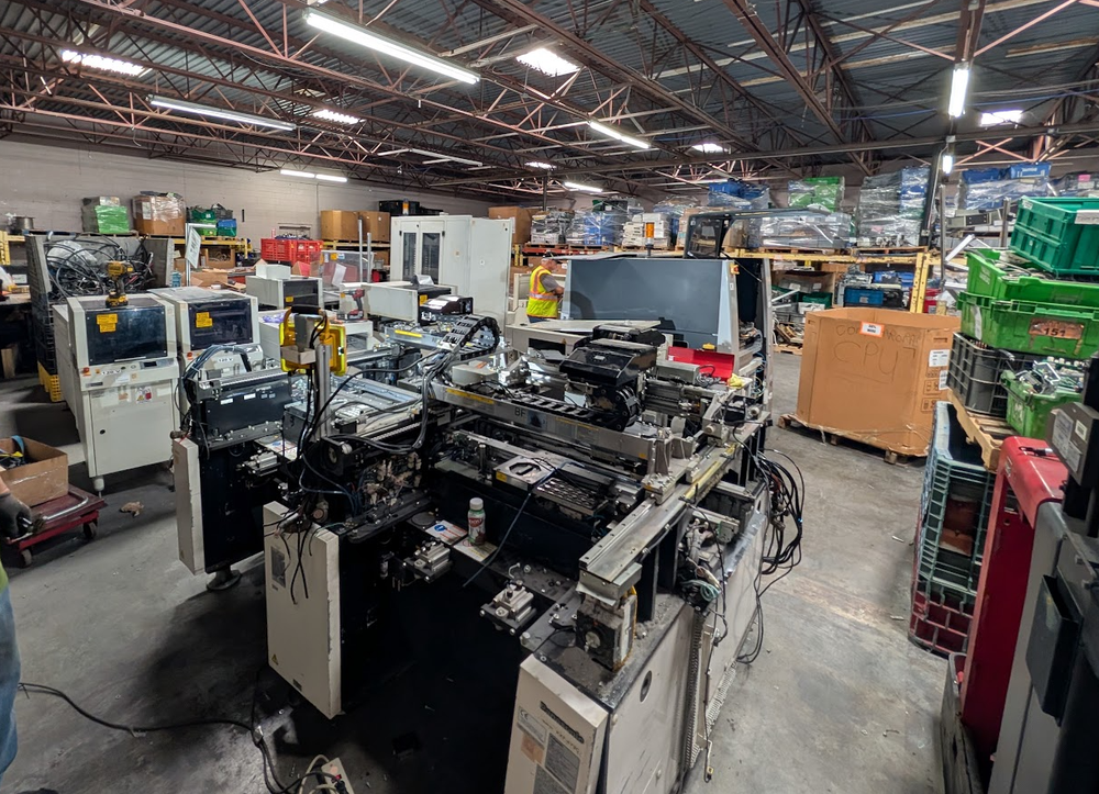 Industrial electronics equipment being torn down for recycling at Texas Star Recycling in El Paso