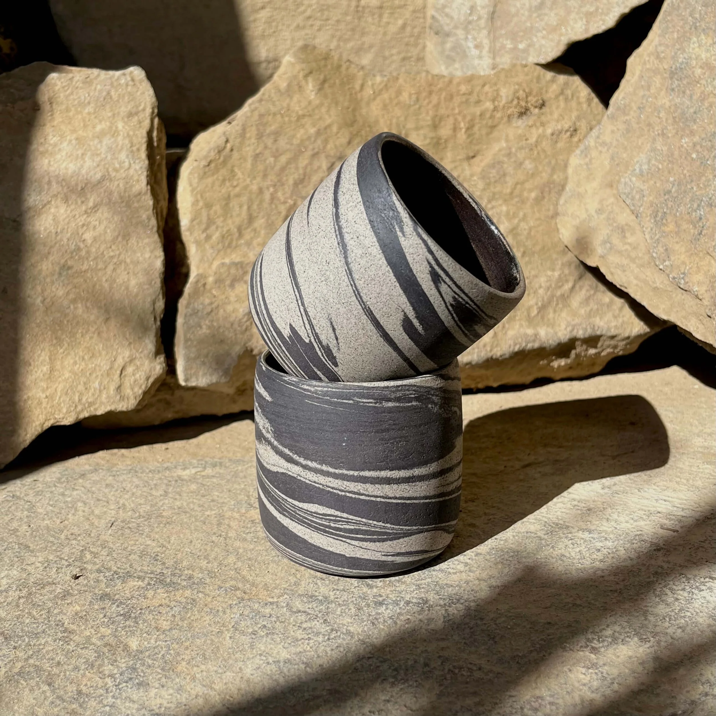 Marbled tumbler (set) in Granite