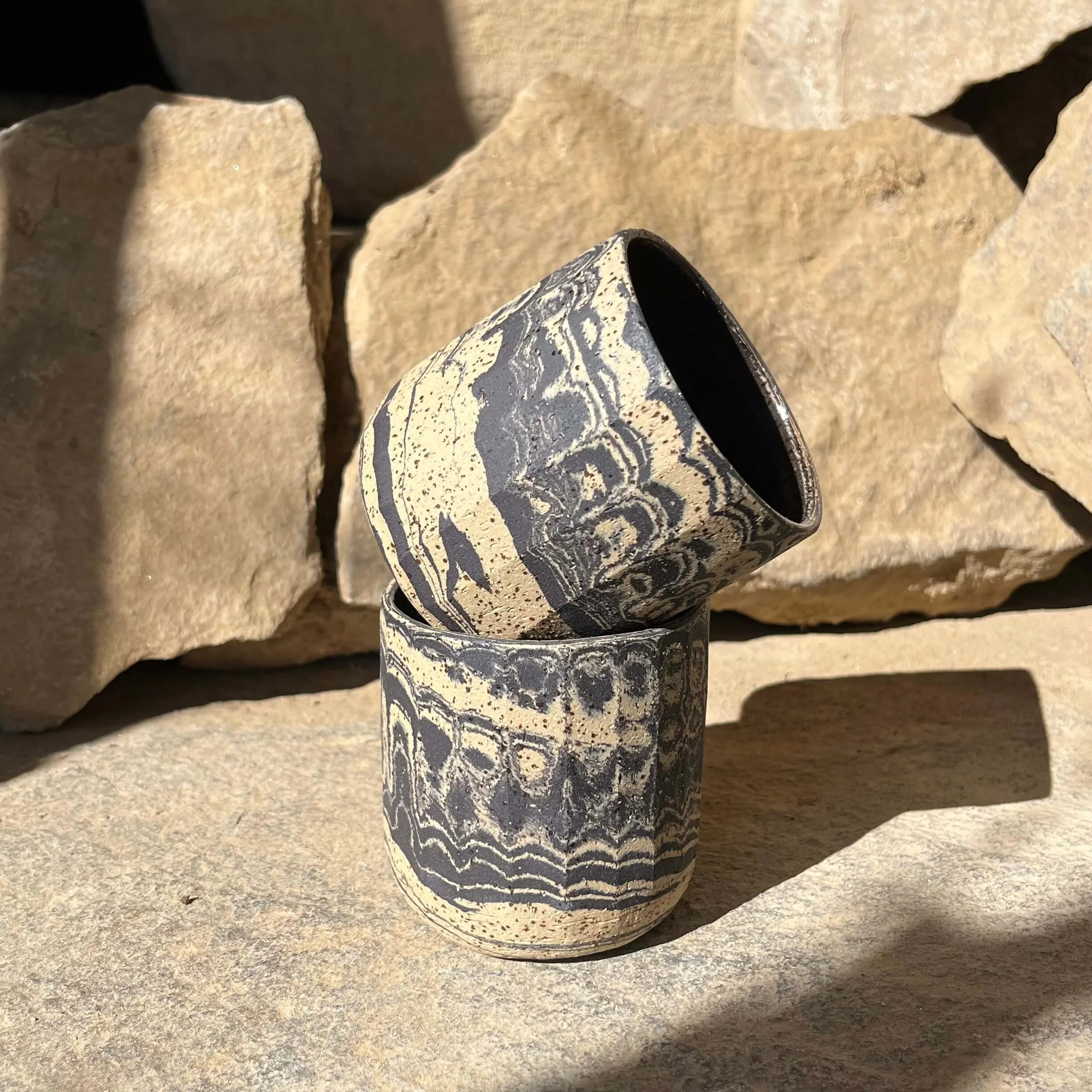 Marbled tumbler (set) in Sand